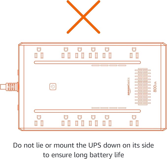 Amazon Basics UPS Battery Backup & Surge Protector 800VA/450W, 12 Outlets, Standby Uninterruptible Power Supply, for Power Outage Protection, Compact, Black