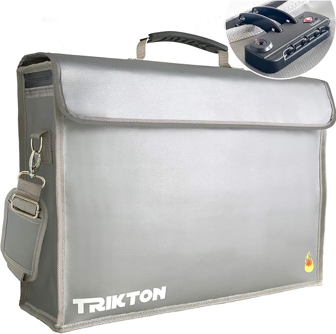 Fireproof & Waterproof Document Bag XXL 17.5x13x5 with TSA Lock, High-Viz Design, Flexible Fireproof Bag for A3 & Legal Size Files, Developed by USA Engineers & Firefighters, Travel Ready