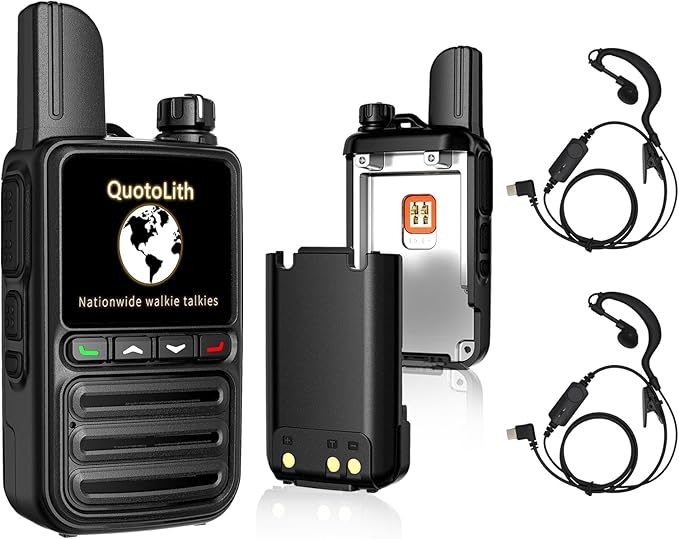 Long Range Walkie Talkies - Unlimited Nationwide Two-Way Radios with Free Lifetime SIM Card,4G PoC for Construction/Fleet Dispatch/Family Emergencies (Black (Includes Headphones) 2)