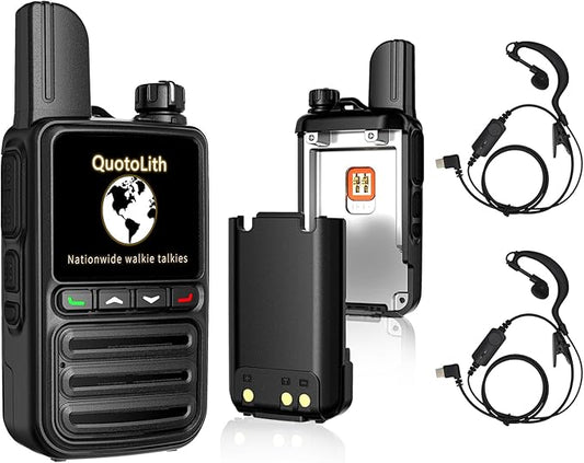 Long Range Walkie Talkies - Unlimited Nationwide Two-Way Radios with Free Lifetime SIM Card,4G PoC for Construction/Fleet Dispatch/Family Emergencies (Black (Includes Headphones) 2)