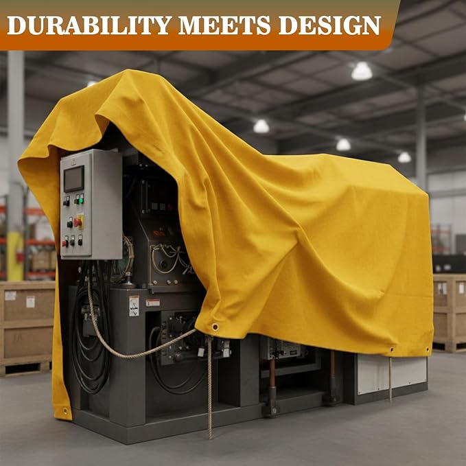 Heavy Duty Waterproof Canvas Tarp – 8 x 10', Tan with Grommets | Durable Multipurpose Cover for Camping, Canopies, Tents, Trailers, Machinery & Equipment
