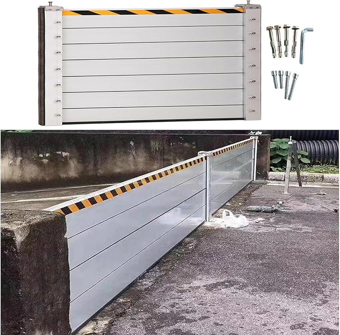 Reusable Aluminum Flood Barriers/Gates for Home Doors, 3/4/5/6/7/8/9/10/11/12/13/14/15/16/17/18ft Long Flood Prevention Barrier Water Stopper Shield for Outside/Indoor/Garage Door(H 4.6ft(1