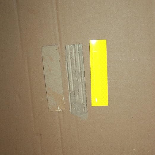 Non Fading Yellow Reflective Stickers 1 inch X 4 inch, Outdoor Waterproof High Visibility Warning Safety Adhesive Reflector Tape (50 Pcs)