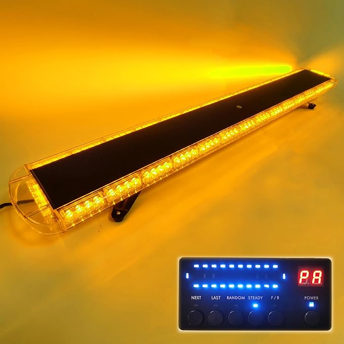 CFLMYYXGS 12V-24V LED Lights Rooftop Emergency Warning Light bar 26 Strobe Patterns Vehicles Security Law Snowplow Tow Trucks Crane Construction Cars Wreckers Beacon Light (120 LED Amber)