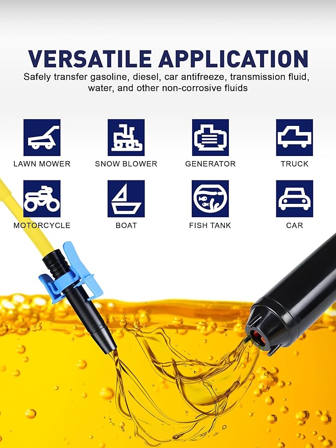 SMART JERRY - Battery Operated Fuel Pump | Electric Oil Transfer Pump for Gasoline, Diesel, Water, Transmission | 3 GPM Hand Pump with Locking Clip