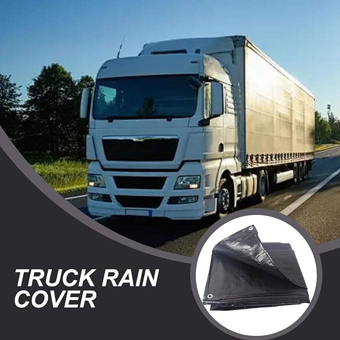 Heavy Duty Tarps Waterproof, 6X10ft Black Tarp, Plastic Tarpaulin with Rope for Outdoors Emergency Rain, Roof, Pool, Boat, Camping, Black Tarp