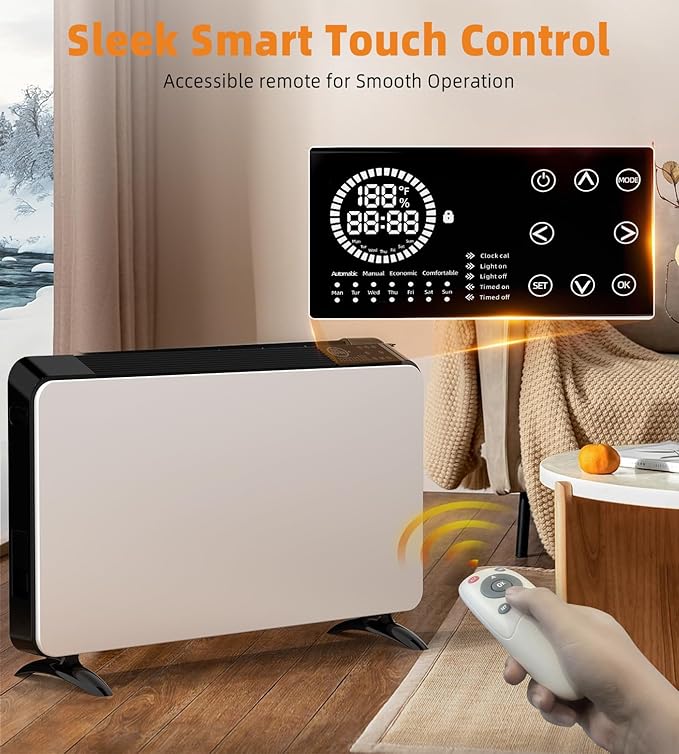 Convection Space Heaters for Indoor Use Large Room, 1500W Infrared Room Heater with Remote, 24Hrs Timer, Electric Stand & Wall Panel Heater with Adjustable Thermostat for Office Bedroom Use