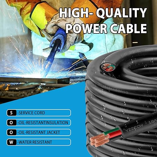 100ft 18/4 18 AWG Portable Power Cable (4 Conductor) - SOOW 600V 18 Gauge Electric Wire for Motor Leads, Portable Lights, Battery Chargers and Machinery - 4 Conductor - 100 Feet Electrical Cord