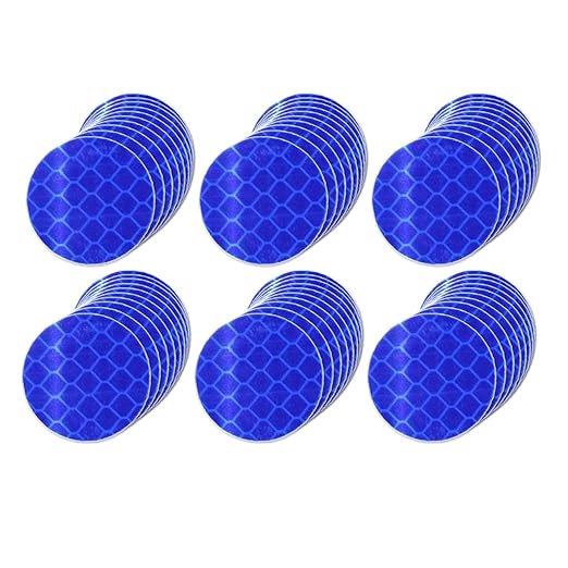 Blue Reflective Stickers 1-inch Diameter Round Reflector, Outdoor Waterproof High Visibility Warning Adhesive Tape (60 Pcs)