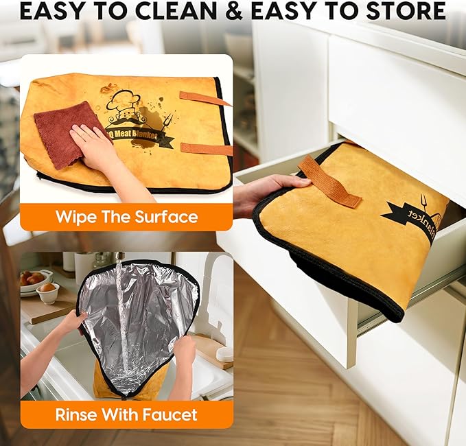 BBQ Blanket for Resting Meat, 21in Smoker Insulated Brisket Bag with Wide Mouth Fits Large Brisket, Beef, Pork Shoulders, Turkeys - Gifts for Men, Dad, BBQ Lovers, Stocking Stuffers