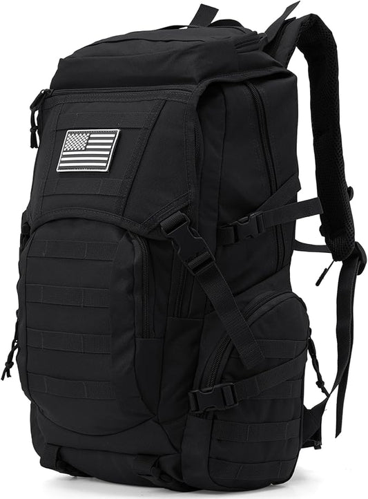 35L Military Tactical Backpack for Men, Water Resistant Assault Pack for Women, Black Molle Daypack 3 Day Bug Out Bag Rucksack for Trekking,Camping, Survival, EDC