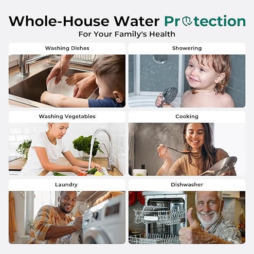 iSpring 3-Stage Whole House Water Filter System, SGS-Tested to Remove Up to 99% Lead, Reduces Chlorine & Sediment, Whole Home Water Filtration System w/ 10” x 4.5” Filters, Model WGB31B-CPB
