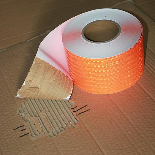 Industrial Reflective Tape Orange 4 inch Wide, Outdoor Waterproof High Visibility Safety Warning Adhesive Reflector Strips (166 feet)