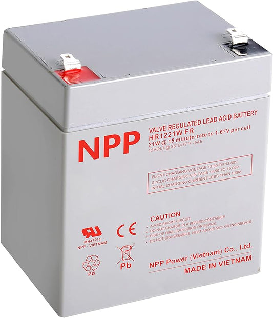 NPP HR1221W F2 12V 5Ah AGM Battery, 12Volt 21Watts/Cell 126Watts Rechargeable UPS Batteries Replacement for DJW12-4.5 UB1250 485LM Garage Door Opener Alarm Emergency