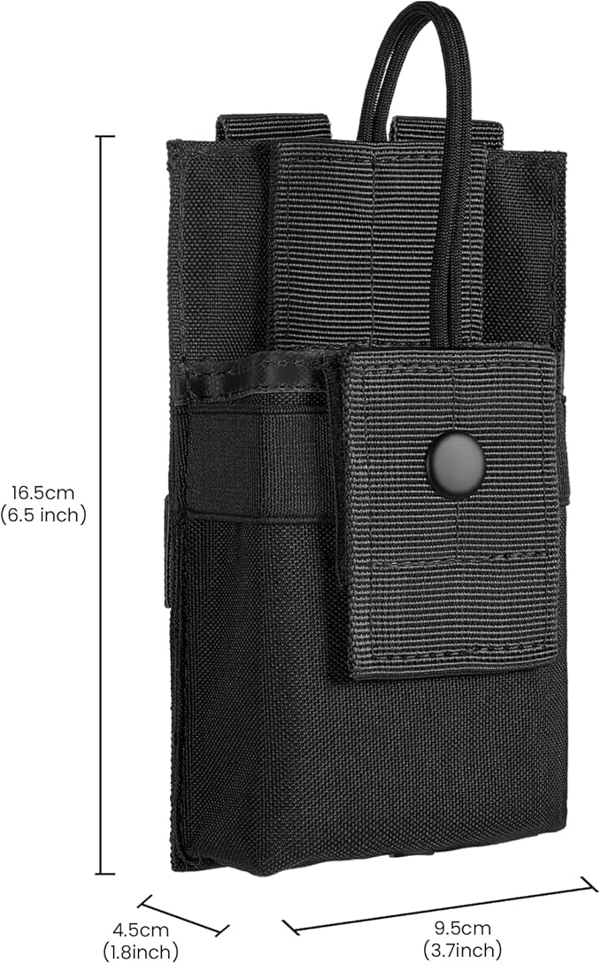 Tactical Radio Holder Radio Holster Molle Radio Pouch Universal Radio Case Military Heavy Duty Radio Bag for Police Firefighter Two Ways Walkie Talkies Vest (Black-large)