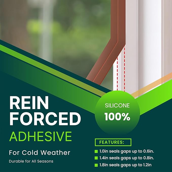1.8in Brown Weather Stripping Door Seal – Thickened Silicone, Strong Adhesive, Maximum Coverage for Sealing Wide Gaps, Ideal for Extreme Weatherproofing