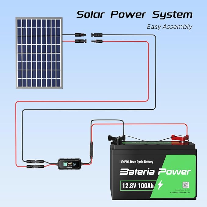 Bateria Power 20FT 10AWG Solar Panel Extension Cable, 6mm² Solar Extension Cable Wire with Female & Male Waterproof Connectors for RV, Photovoltaic Systems, Set of 2