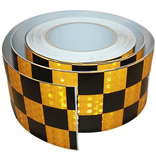 Yellow and Black Reflective Tape 3 inch X 66 feet, Outdoor Waterproof Hazard Conspicuity Warning Industrial Marking Tape