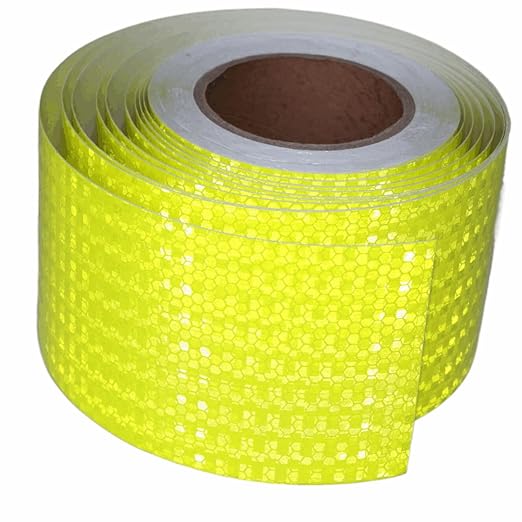 Industrial Reflective Tape Fluorescent Yellow 4 inch Wide, Outdoor Waterproof High Visibility Safety Adhesive Reflector Strips (66 feet)