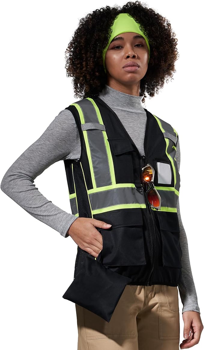 AYKRM Custom Logo Personalised Printed High Visibility Reflective 2 two tone work construction Safety Vest