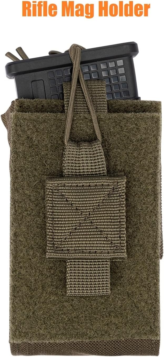 Adjustable Radio Pouch MOLLE Radio Holder for Tactical Duty Belt Two Ways Radio Holster Walkie Talkies Case Rifle Mag Carrier 5.56mm 7.62mm Magazine Nylon Carry Bag for Police Security Rescue