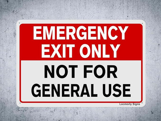 Emergency Exit Only Not for General Use Sign, 12x16 Inch, No Trespassing Aluminum Sign 5 Pack