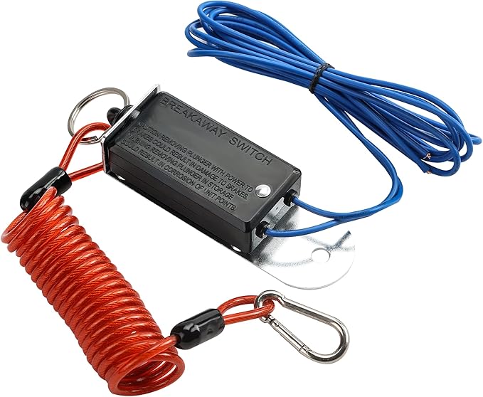 Trailer Breakaway Switch, 4ft Breakaway Coiled Cable with Electric Brake or RV Towing Trailer