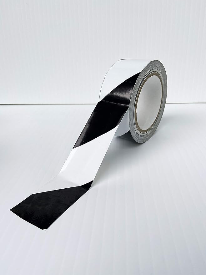 PVC Vinyl Tape- 6 mil, (2”, 36 yd) Matte Surface, Floor Marking Stripe Colored Tape by Graphical Warehouse- 5S Safety and Security Tape, Visual Communication Tool (12, Black/White)