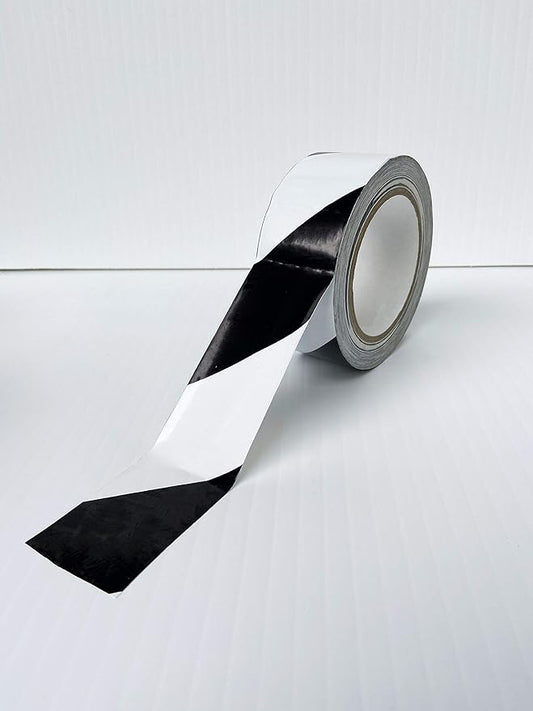 PVC Vinyl Tape- 6 mil, (2”, 36 yd) Matte Surface, Floor Marking Stripe Colored Tape by Graphical Warehouse- 5S Safety and Security Tape, Visual Communication Tool (8, Black/White)