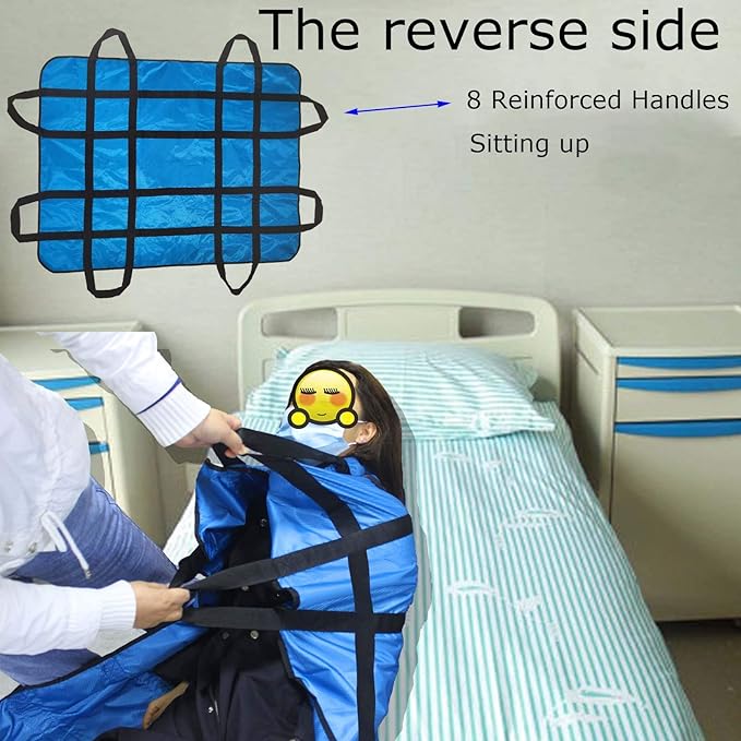 Positioning Bed Pad with Handles 48" X 40" Incontinence Mattress Bedding Protector Liner Underpad Straps for Easy Lift & Transfer Reusable Washable Hospital Quality