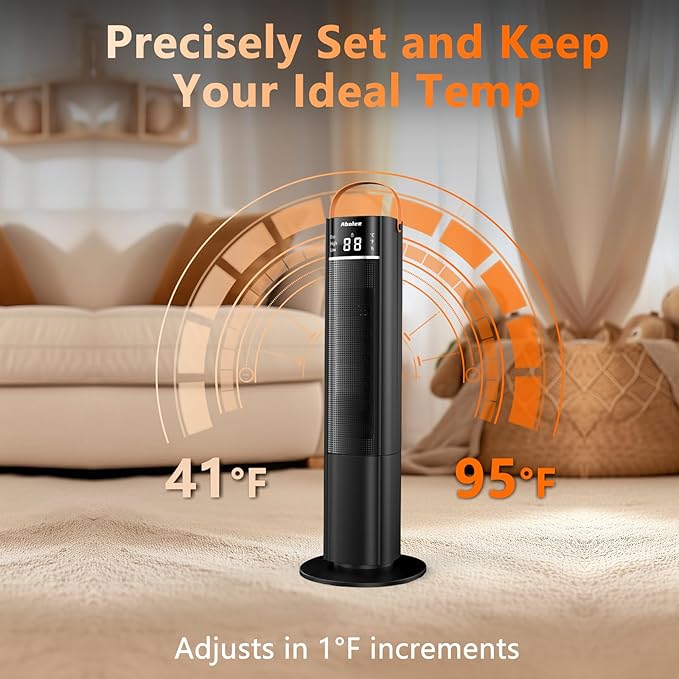 Space Heaters Indoor Use, 26" 12ft/s Electric Heater with Remote, 1500W Electric Heaters with 75°Oscillation, 1-12H Timer, PTC Electric Heater for Large Room, Bedroom Home Office