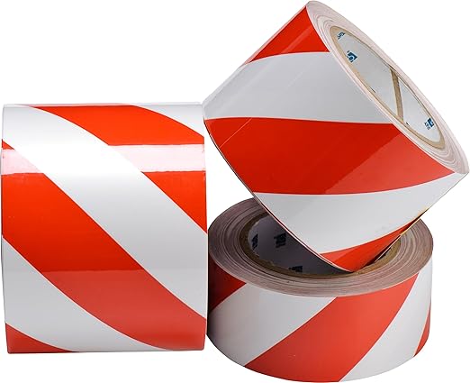 Brady - 104318 ToughStripe Nonabrasive Diagonal Stripes Floor Marking Tape, 100' Length, 2" Width, Red on White (Pack of 1 Roll)