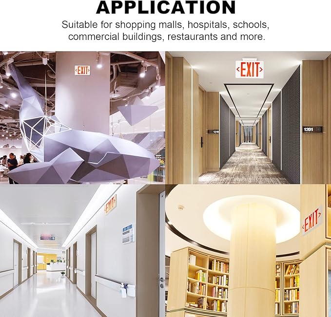 LED Exit Sign Emergency Light Single or Double Faces Rechargeable UL Certified GX-200NR (Red)