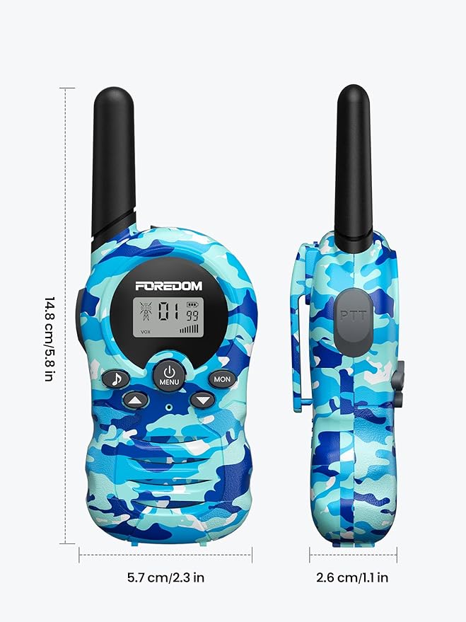 FOREDOM Walkie Talkies for Kids Walkie Talkies Long Range for Boys & Girls Age 3 to 12 Year Old Birthday Cool Army Toys - 2 Pack