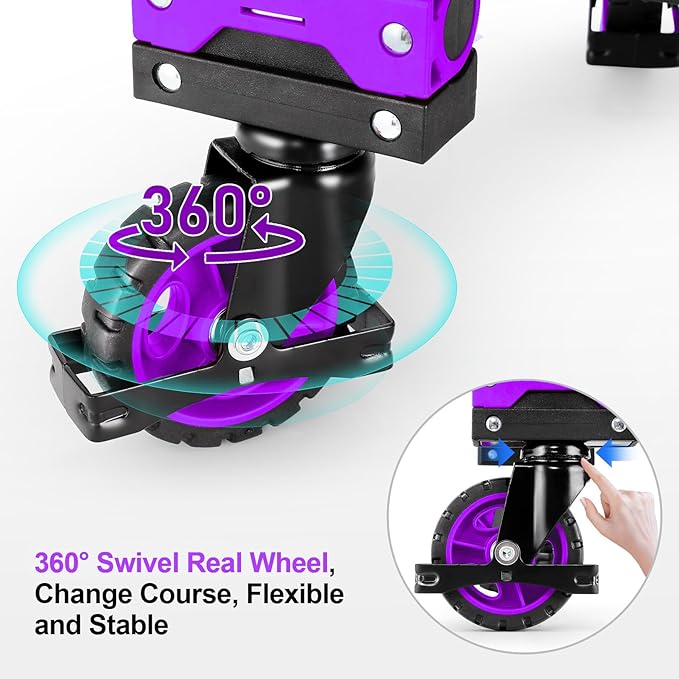 2-in-1 Folding Hand Truck Dolly 330LB Load Carrying, Hand Truck Foldable Dolly with Retractable Handle and 4 Rubber Wheels, Portable Folding Hand Cart for Moving/Travel/Office (Purple)