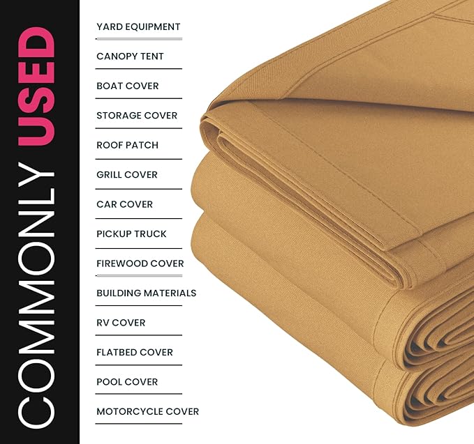 PROTARP Extreme Heavy Duty 20 OZ Water Resistant Canvas Tarp, UV Resistant Tarpaulin Cover with Rustproof Brass Grommets, Multipurpose for Canopy, Roof, Camping, Woodpile (Tan 20'X40')
