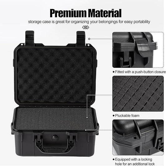 small Hard case Waterproof Hard Case with DIY Customizable Foam Insert Portable Protective Case for Camera Drones Equipments Tools Test Instruments 14.2''x11.4''x6.3''