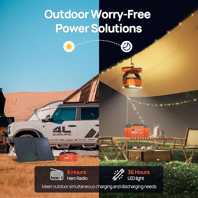 ECO-WORTHY Portable 12V Lithium Battery, 12.8V 20Ah Lithium Iron Phosphate DEEP CYCLE BATTERY, Built-in BMS, 4000+ Cycles, Perfect for Outdoor Camping Fishing RV Marine Trolling Motor Fishfinder
