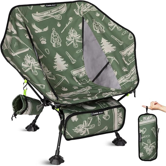 ATEPA UFO3.0 Backpacking Camping Chair, Ultralight Extra Wide Comfortable Folding Chairs Heavy Duty Portable Hexagon Ergonomic Height Adjustable Seat with Anti-Sinking Feet for Hiking, Forestcamp