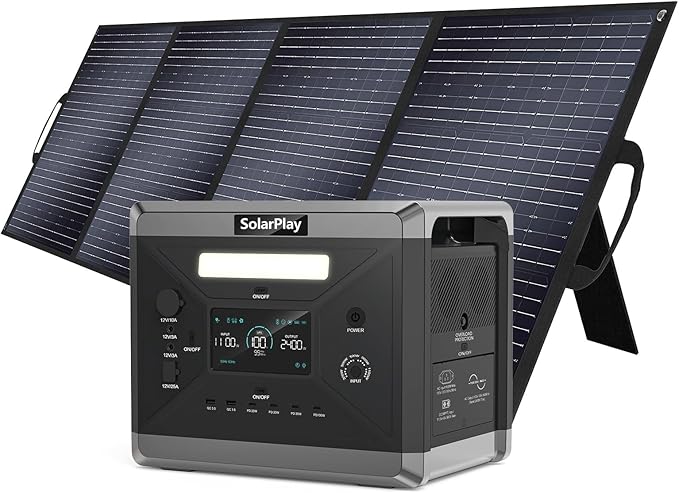SolarPlay 2400W/2160Wh Portable Power Station, Solar Generator with 400W Solar Panel, Emergency Power Station for Home Backup, Camping, Outdoor Battery Backup