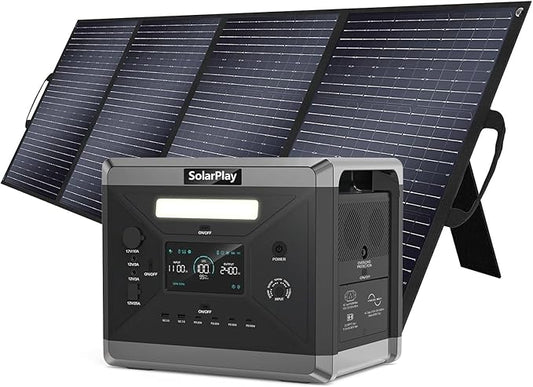 SolarPlay 2400W/2160Wh Portable Power Station, Solar Generator with 400W Solar Panel, Emergency Power Station for Home Backup, Camping, Outdoor Battery Backup