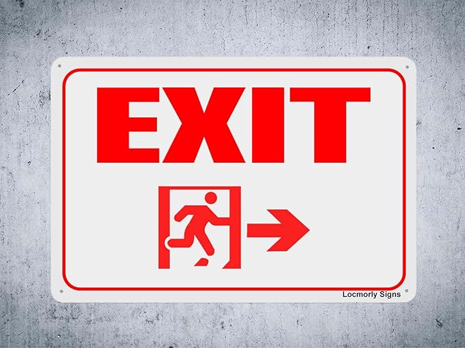 Aluminum Exit Sign, 12x16 Inch, Safety Sign for Indoor or Outdoor Use