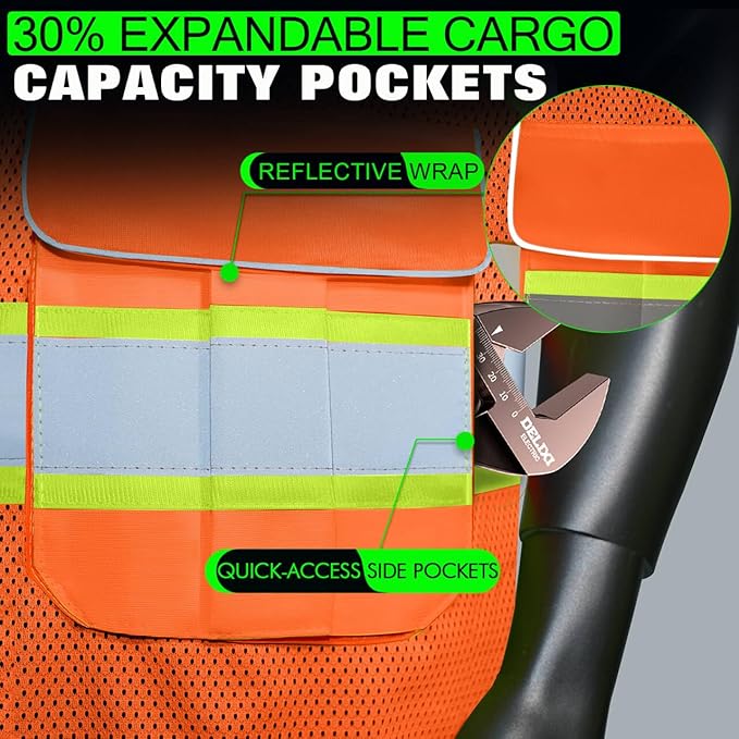 BeautyWill 10 Pack Custom Logo Safety Vest ANSI Class 2 High Visibility Reflective Vest Personalized Construction Vest Bulk
