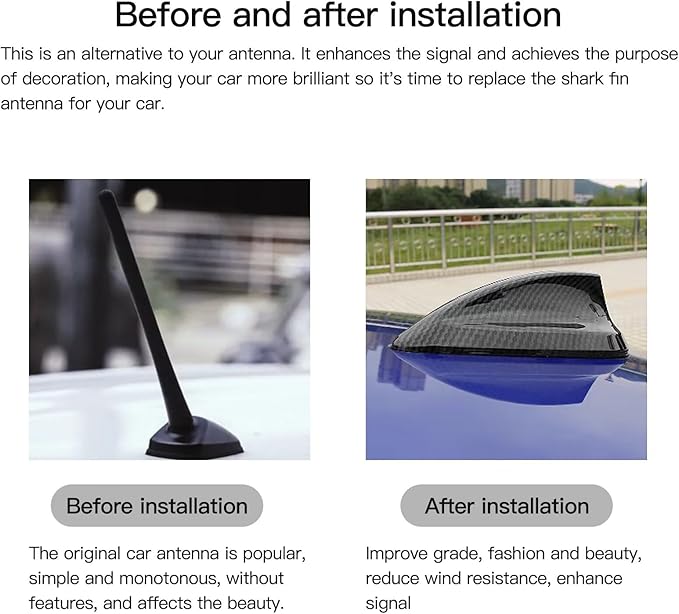 Car Roof AM FM Radio Shark Fin for 2017 Audi Q3 S Line Sport Utility 4-Door 1.4L 1395CC 85Cu. in. l4 Gas DOHC Turbocharged Antenna Aerial Cover Carbon Fiber Functional