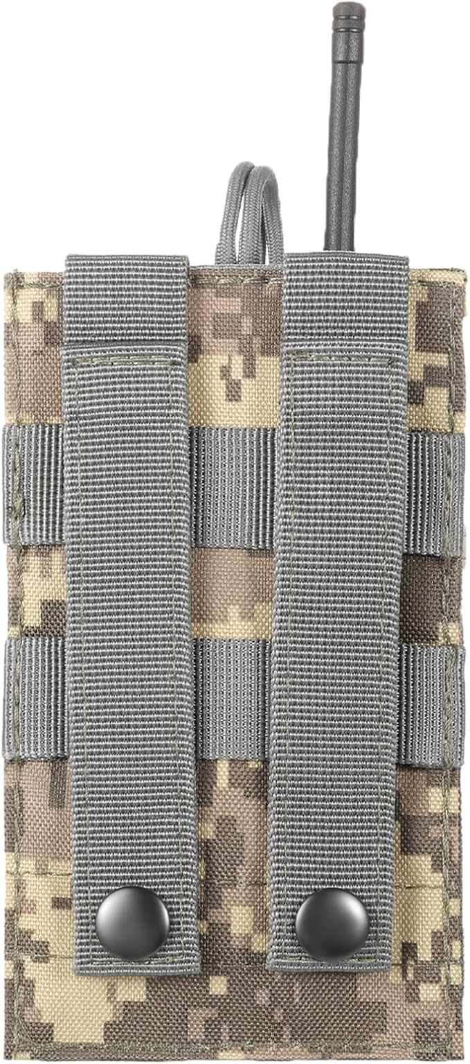 Tactical Radio Holder Radio Holster Molle Radio Pouch Universal Radio Case Military Heavy Duty Radio Bag for Police Firefighter Two Ways Walkie Talkies Vest (ACU-large)