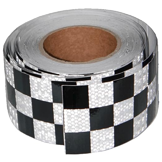 Reflective Tape Black White 3 inch Wide for Automobile, Outdoor Waterproof High Visibility Safety Warning Adhesive Strips (66 feet)