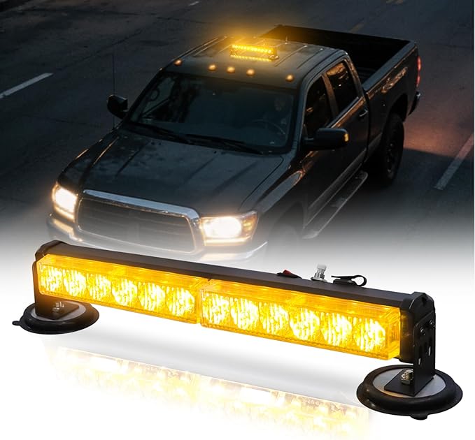 Amber Emergency Strobe Light, Rechargeable Wireless Magnetic Flashing Safety Beacon Trailer Lamp, 12 LED Vehicle Warning Light, for Trucks, Tractors, Vehicles