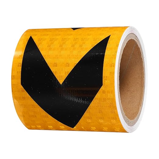 PATIKIL Reflective Tape, 4 Inch x 20 ft Waterproof Self Adhesive High Visibility Safety Warning Arrow Tape Outdoor Reflectors for Trucks Trailers Cars, Yellow Black