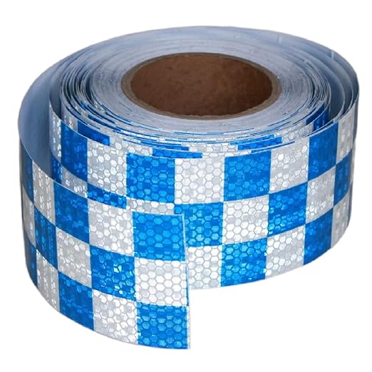 Reflective Tape Blue White 3 inch Wide for Automobile, Outdoor Waterproof High Visibility Safety Warning Adhesive Strips (66 feet)