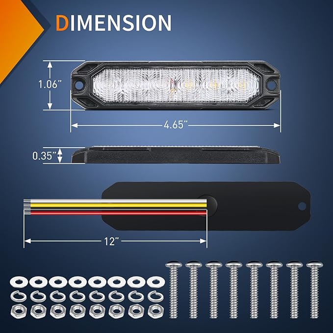 Nilight 4PCS 6LED Green White Emergency Strobe lights 12V 24V Surface Mount Flashing Warning Hazard Light Ultra Slim Sync Feature Grille for Cars Trucks Van Off Road Vehicles SUV